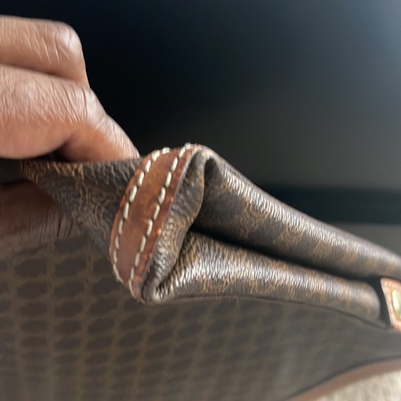 Authentic Vintage Celine Brown Macadam PVC Canvas and Leather Clutch Bag Large - Picture 13 of 13